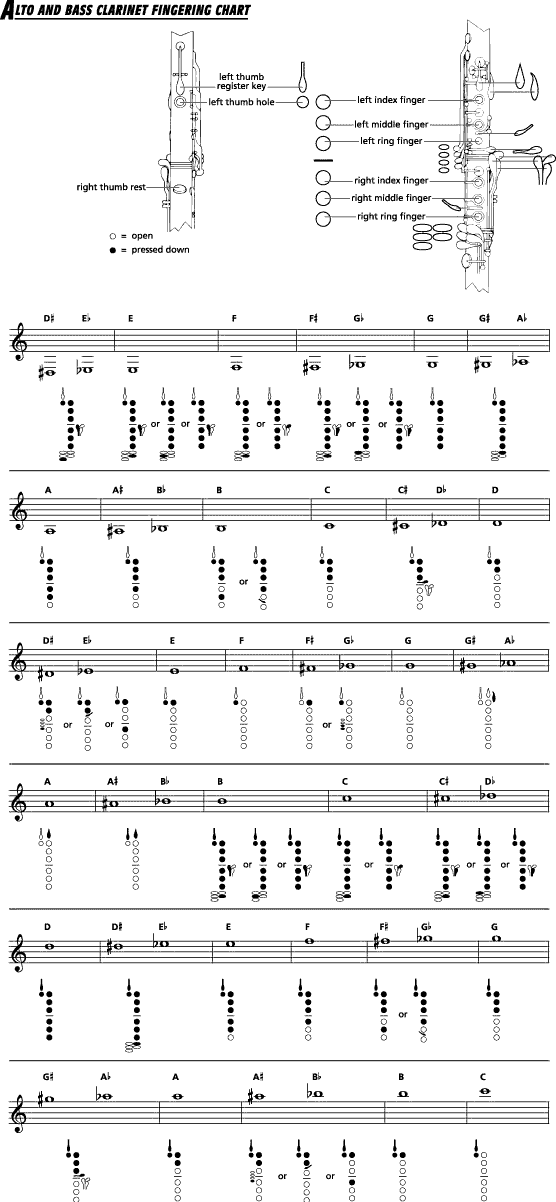 Bass Clarinet Key Chart